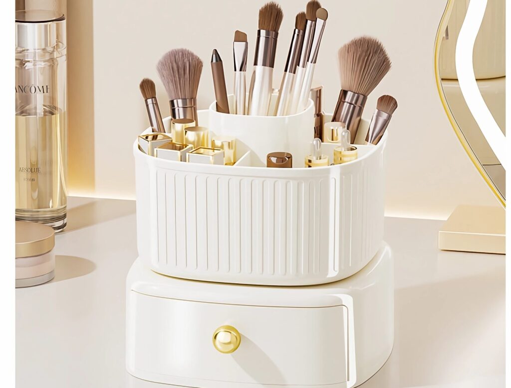 make-up brush organizer with drawer