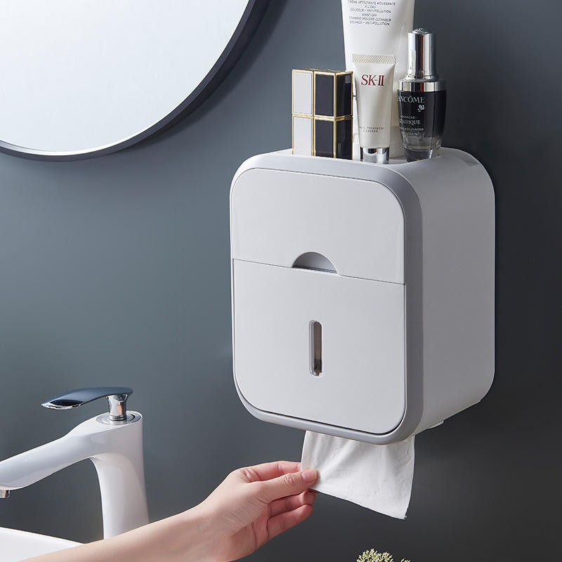 Wall-mounted bathroom tissue box